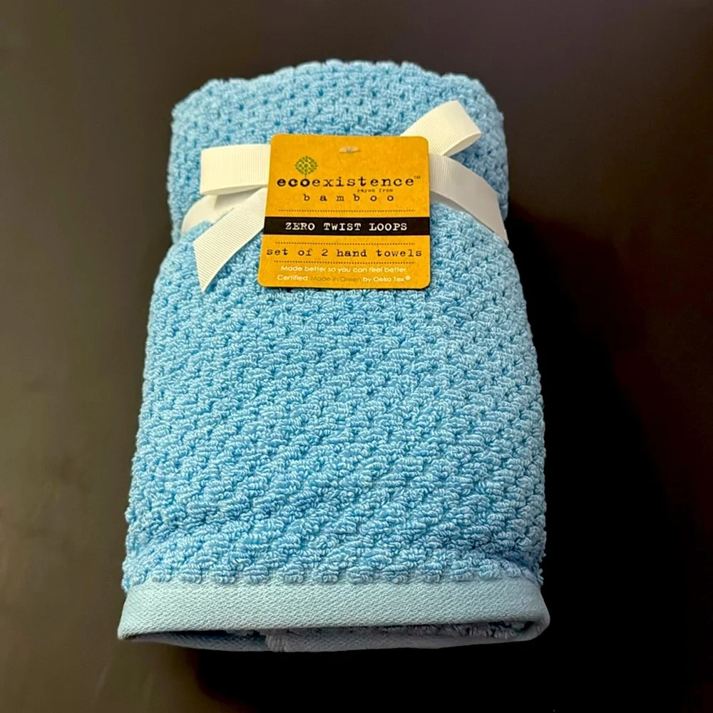 8pc ECOEXISTENCE Bamboo Zero Twist Loops Bath Towel Set - AIRBLUE